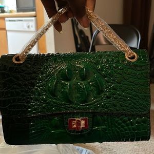 Women Fashion Bag! Emerald Green real leather